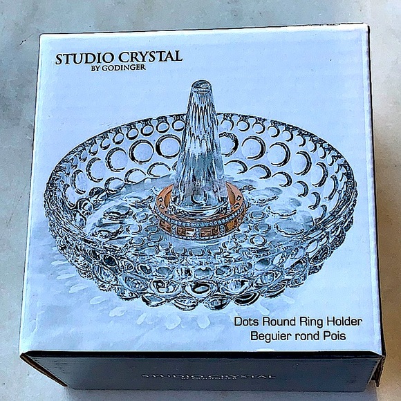 GODINGER STUIO CRYSTAL RING HOLDER DOTS ROUND NEW - Picture 5 of 7